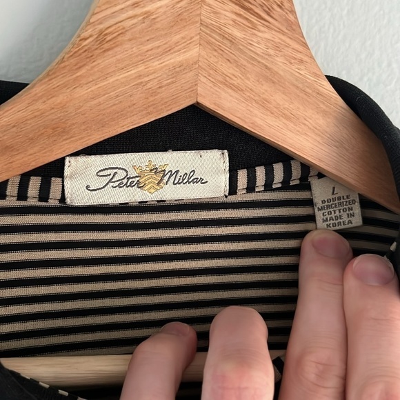 Peter Millar Vintage Double Mercerized Cotton Striped Polo Shirt Large Tall - Picture 4 of 10